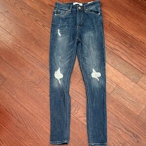 Kancan Distressed Blue Skinny Jeans